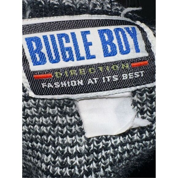 NICE VINTAGE 80s Bugle Boy University Gray Black Cardigan Sweater Mens SIZE Larg - Picture 8 of 10